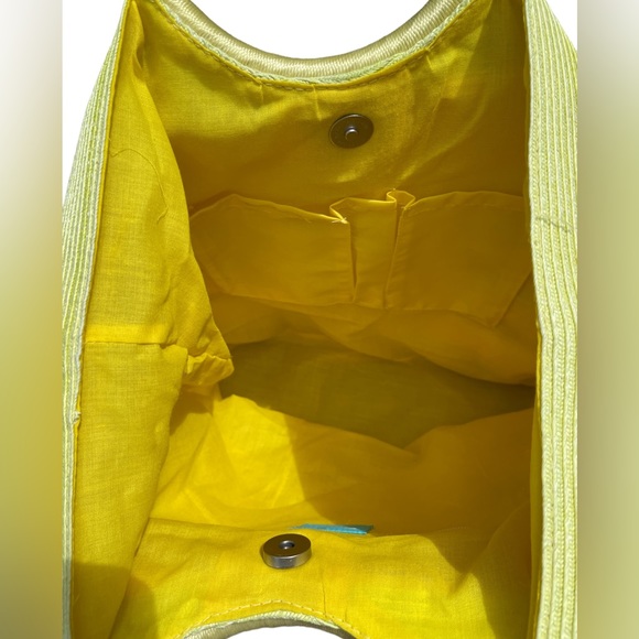 The Sak Straw Tote Round Handles Magnetic Closure Striped Lined Summer Beach - Picture 8 of 11